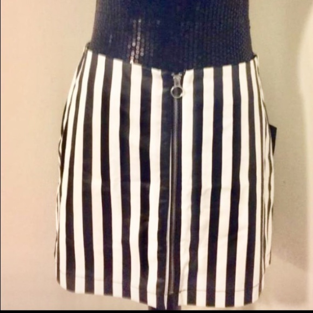 Pleather Striped Black & White Skirt